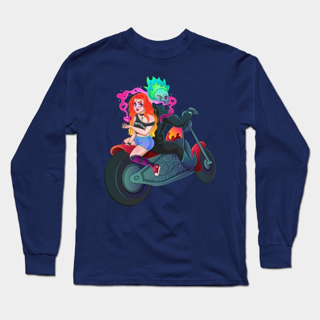 Witch and Ghost Rider Long Sleeve T-Shirt by Ksenia Aksenteva